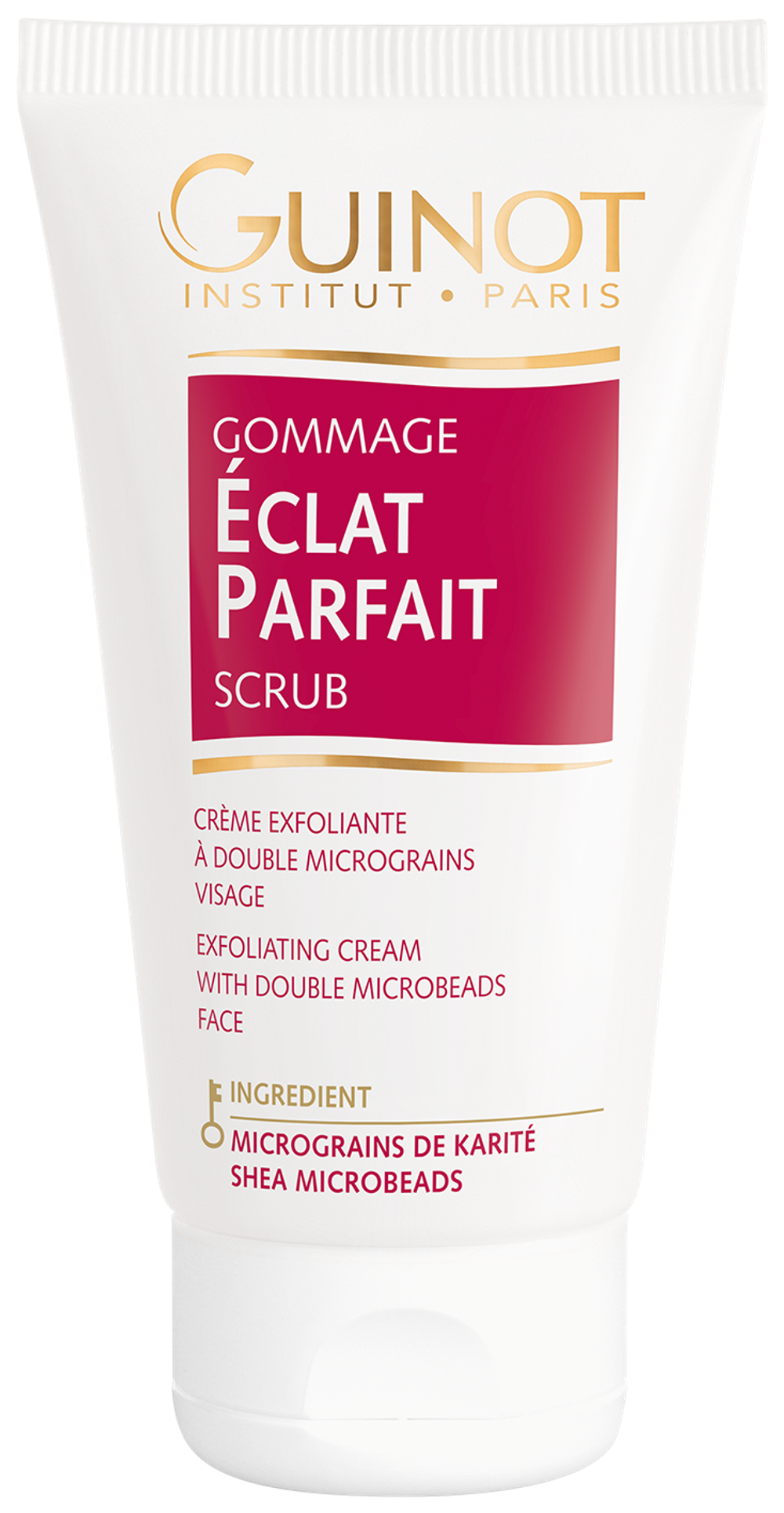 Gommage Eclat Parfait Скраб с мягкой кремовой текстурой и нежным ароматом, который предназначен для ухода за кожей любого типа, особенно для сухой кожи с недостатком липидов.