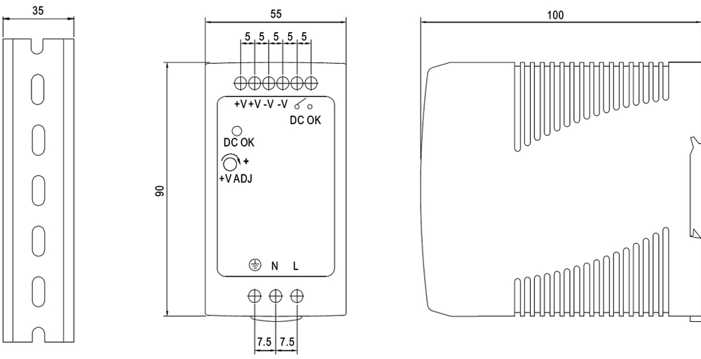 Преобразователь AC-DC сетевой Mean Well MDR-100-24