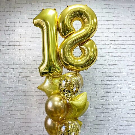 Композиция из воздушных шаров, Золотые шары с цифрами