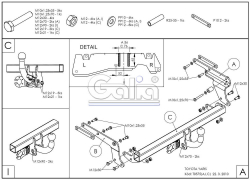 Фаркоп оцинкованный Galia T057A для Toyota Yaris 2005-2014(паспорт и сертификат в комплекте)(без электрики)