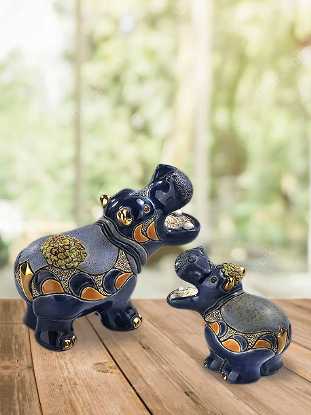 De Rosa Rinconada Статуэтка керамическая Детеныш бегемота с лилией