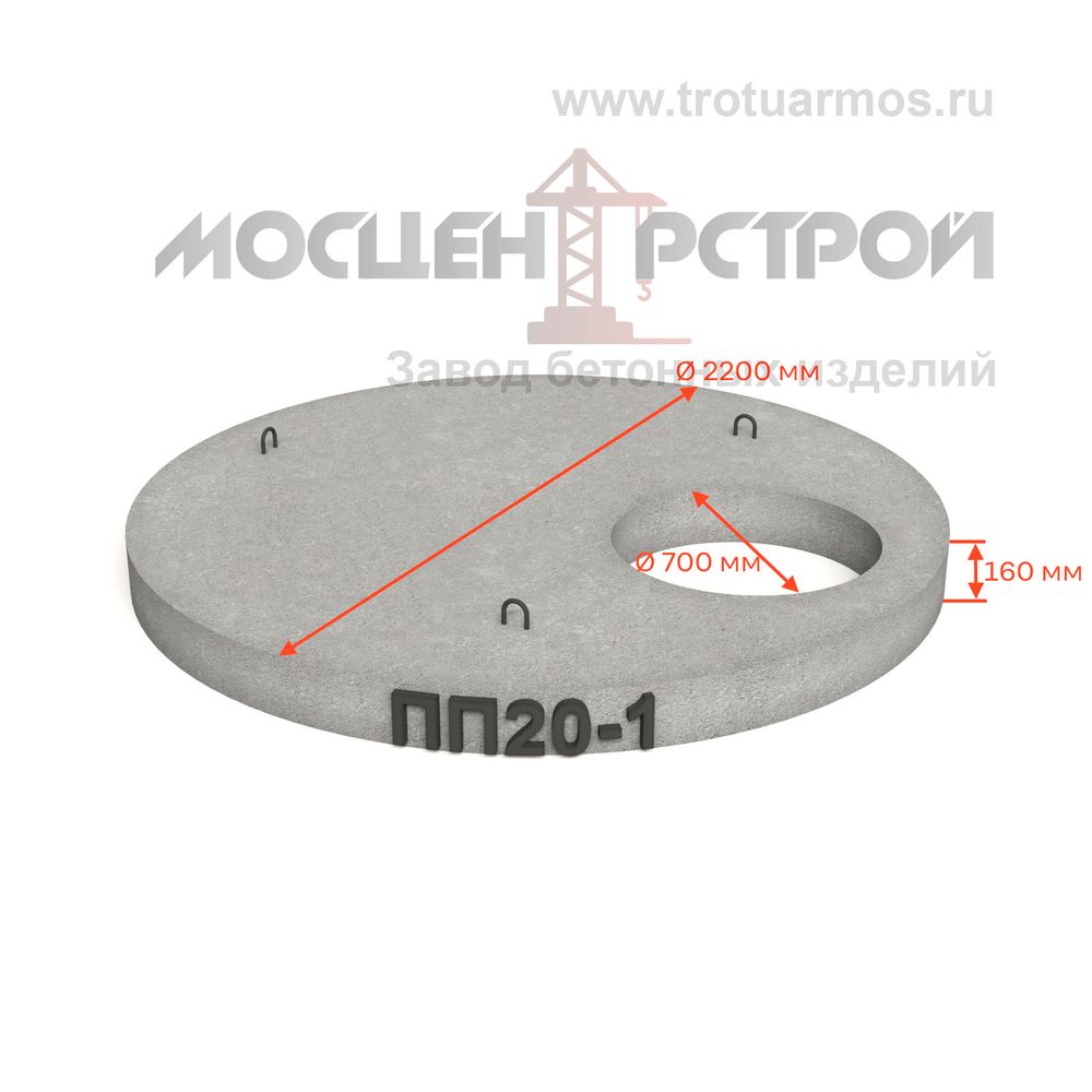 Плита перекрытия колодца 2ПП20-1