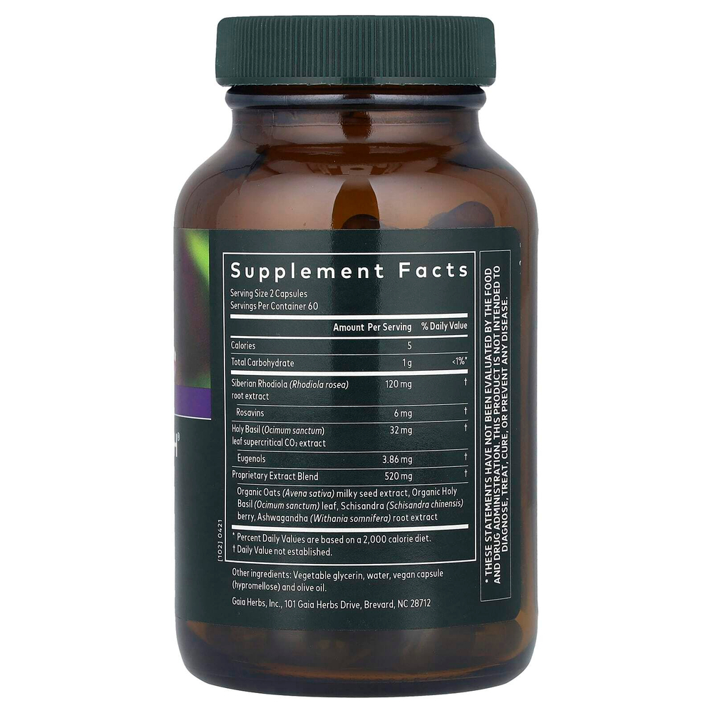 Gaia Herbs, Adrenal Health, ежедневная поддержка, 120 растительных капсул Phyto-Caps