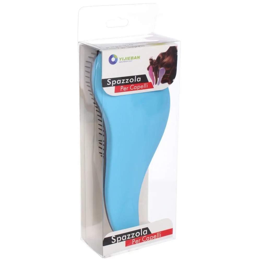 Расческа массажная «Компактная-капля», цвет голубой, в коробке, 18см