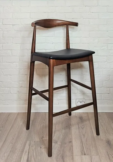 Барный стул Elbow, орех с черным сиденьем