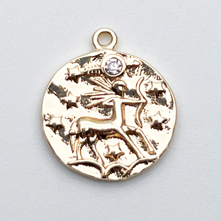 Подвеска Знак Зодиака Стрелец, цвет золото, фианит, размер 16*14 мм, цена за 1 шт