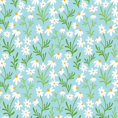 Мелкие ромашки на голубом