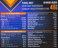 Набор инструментов 46пр, 1/4''( 6гр.) MEGATOOLS MT-2462-5ZX