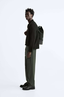 ZARA БРЮКИ-ДЖОГГЕРЫ КОМФОРТНОЙ ПОСАДКИ, ТЕМНО-ЗЕЛЕНЫЙ