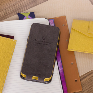 Чехол для iPhone X/XS из натуральной кожи теленка, желтого цвета