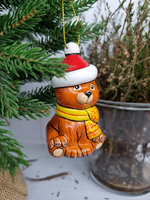 Медвежёнок ёлочная игрушка из фарфора