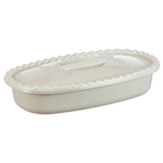 Миска 2,7л прямоугольная с крышкой, белый ротанг