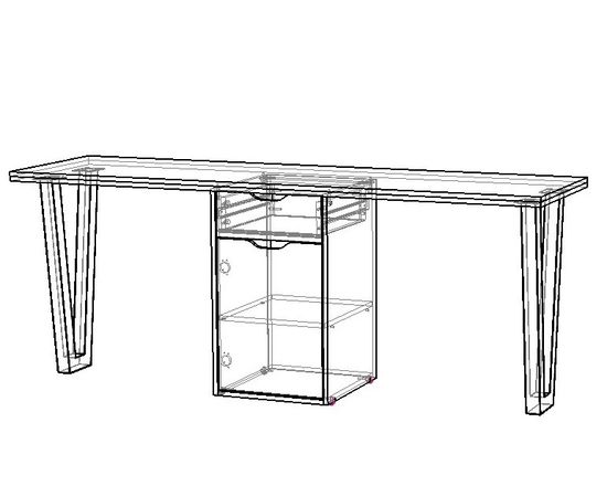 Стол ЛОФТ-2 /1900*750*550/ левый анкор темный / аква