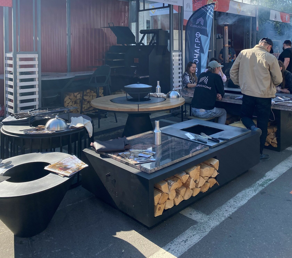 Дровяной гриль-стол Elbrus Grill Фудзияма 1200 (размер стола 2700x1400 мм)