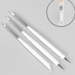 Набор инструментов: силиконовая кисть - дотс 2 шт, силиконовая кисть - пушер, 15 см, цвет белый