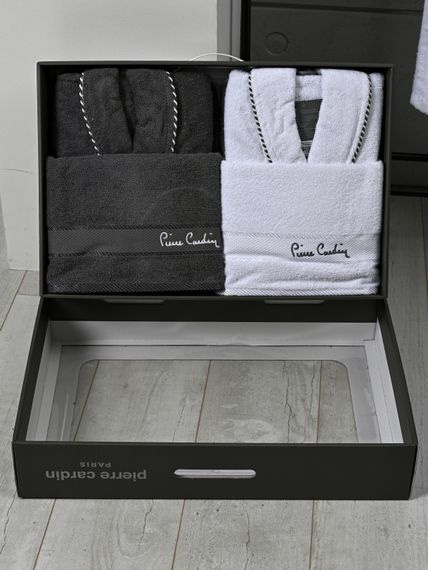 Набор махровый халат мужской и женский с полотенцами PIERRE CARDIN