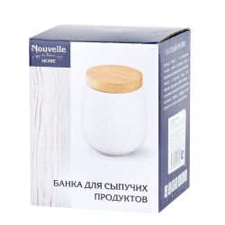 Банка для сыпучих продуктов " " 10х10х12,5см v 600мл с бамбуковой крышкой