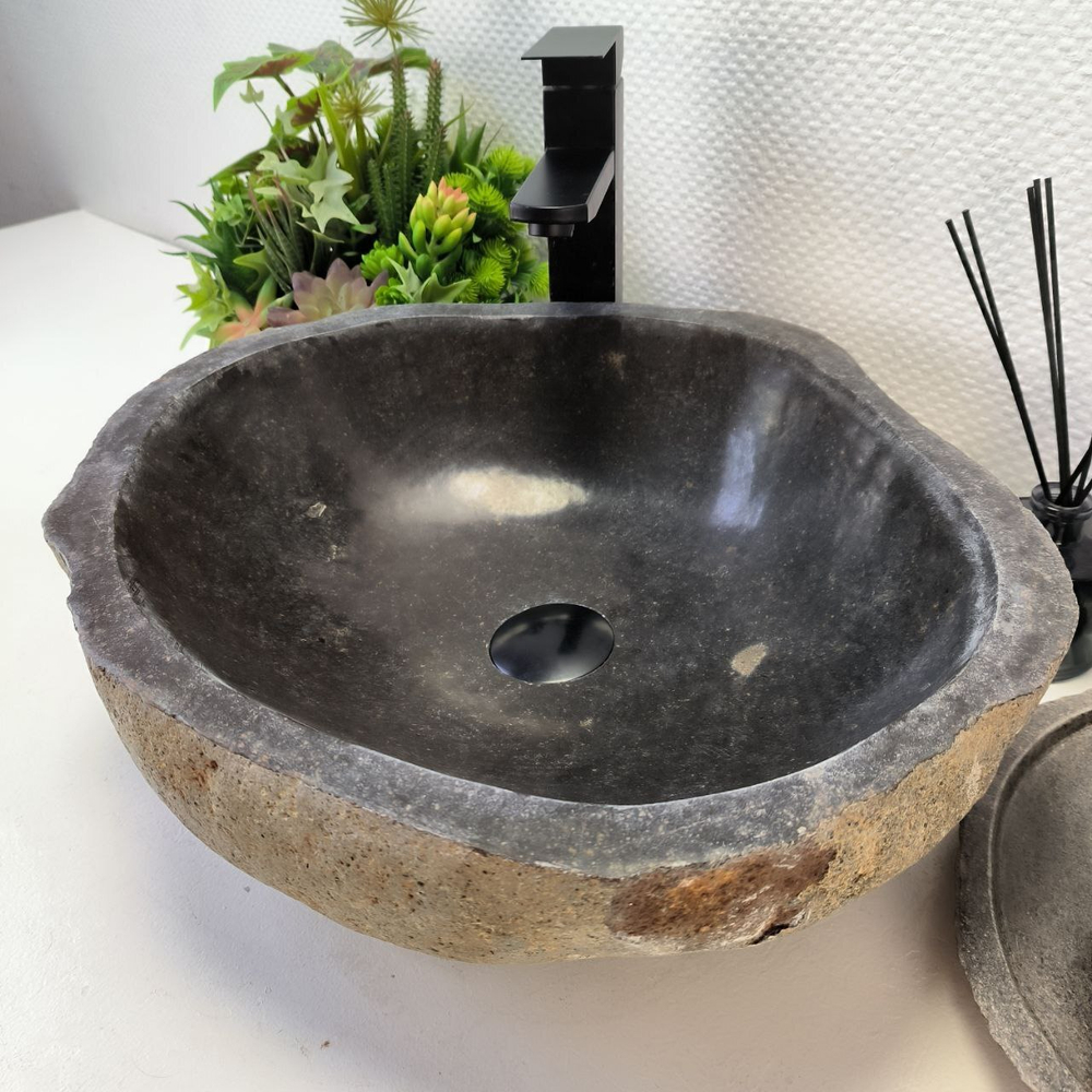 Каменная раковина из речного камня RS-63554 (47*42*15) 0122