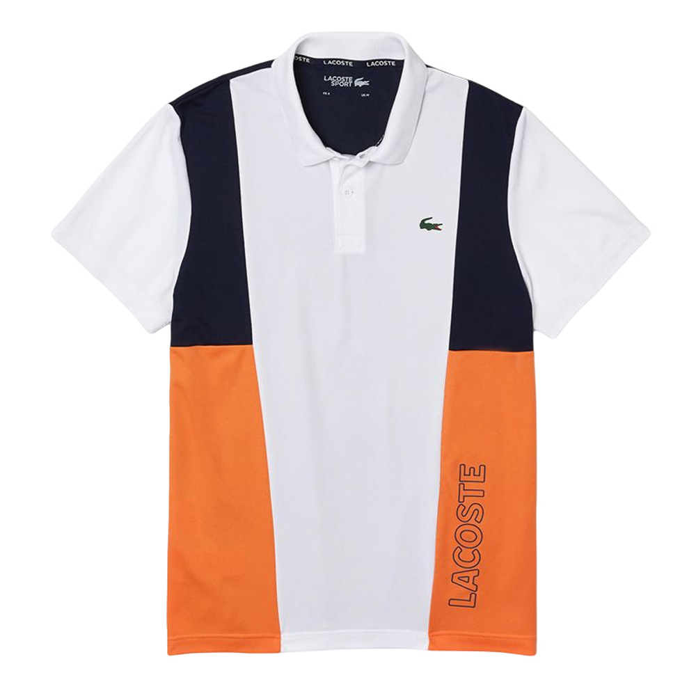 Мужское поло теннисное Lacoste SPORT Gaphic Breathable And Resistant Piqué Polo Shirt - white/navy blue
