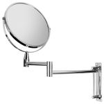 Зеркало настенное BRABIX, диаметр 17 см, двусторонее, с увеличением, нержавеющая сталь, выдвижное (петли), 607419