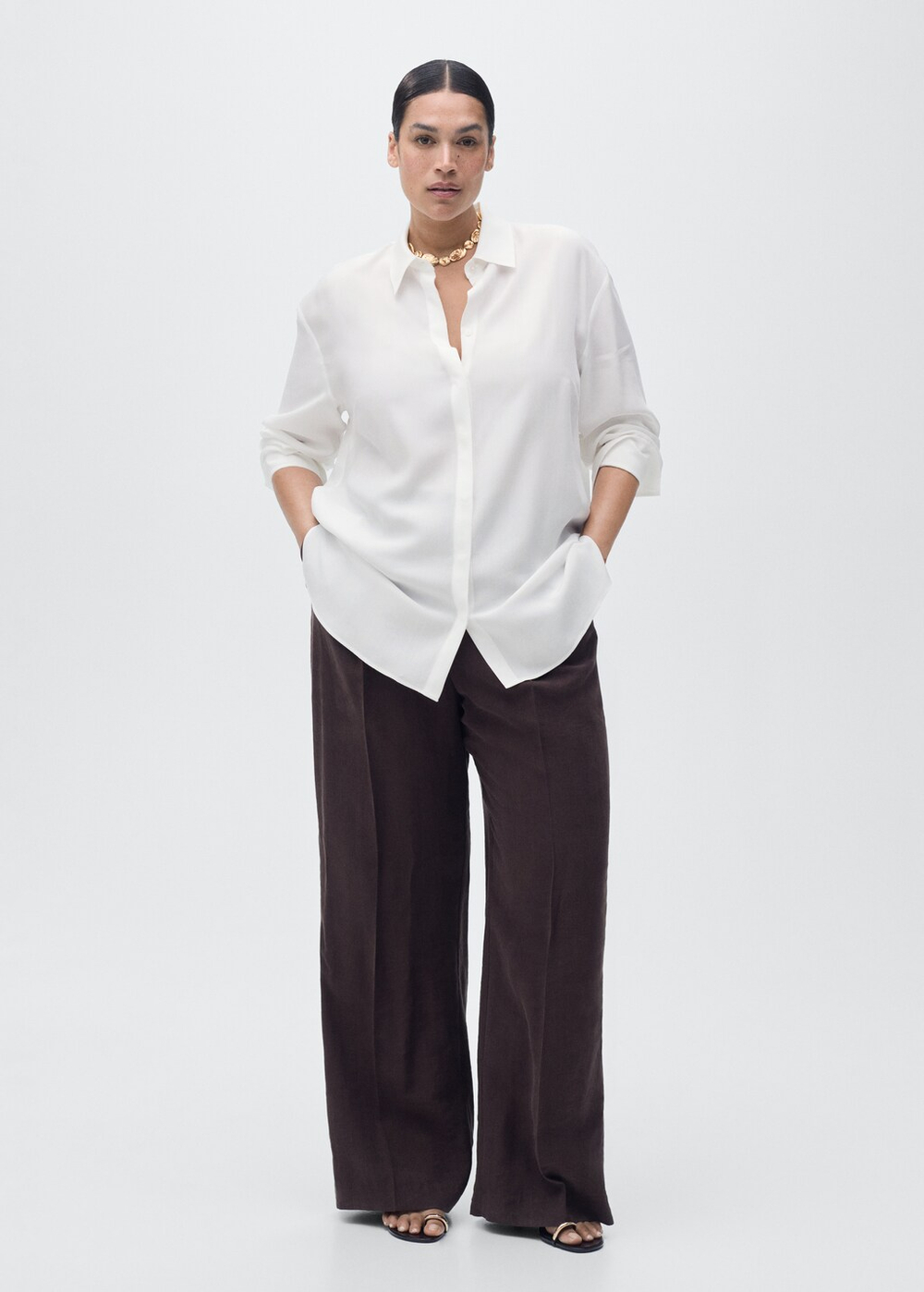 Рубашка из лиоцелла с потайными пуговицами