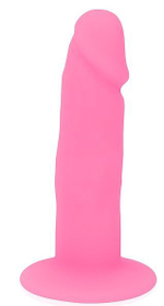 Розовый фаллоимитатор с ограничительным основанием - 10 см.