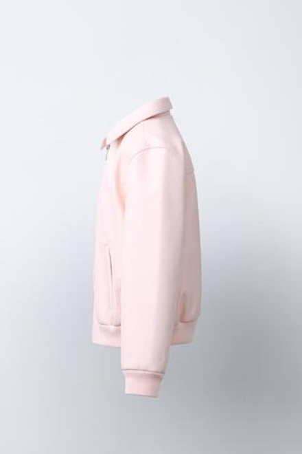 ZARA БОМБЕР ИЗ ИСКУССТВЕННОЙ КОЖИ, ПАСТЕЛЬНО-РОЗОВЫЙ