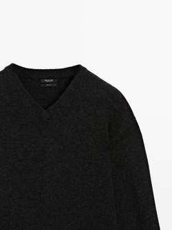 Massimo Dutti Свитер из 100% шерсти, антрацитово-серый