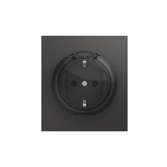 Розетка STRONG 1-ая с/з с/у, со шторками и крышкой 16А графит KRANZ
