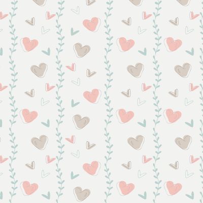 Пастельные нежные сердечки с листьями