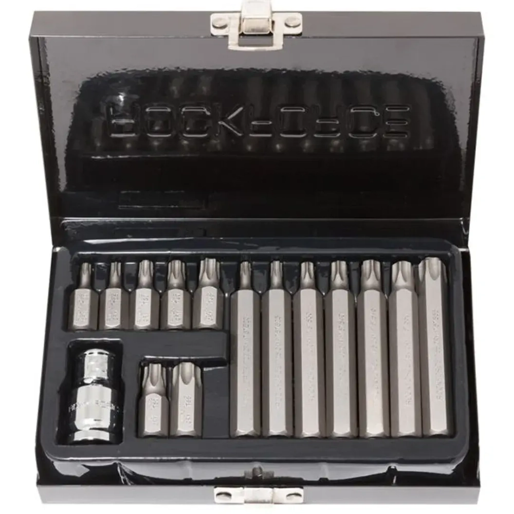 Набор бит TORX с битодержателем,15пр. 1/2''(L: 30/75мм, Т20,Т25,Т30,Т40,Т45,Т50,Т55) RockForce##Rock FORCE RF-4156(C)
