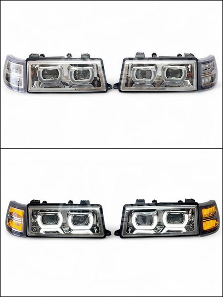 Фары ВАЗ 2110, 2112, 2111 передние тюнинг в стиле BMW 4 led модуля, хром маска, хром поворотники