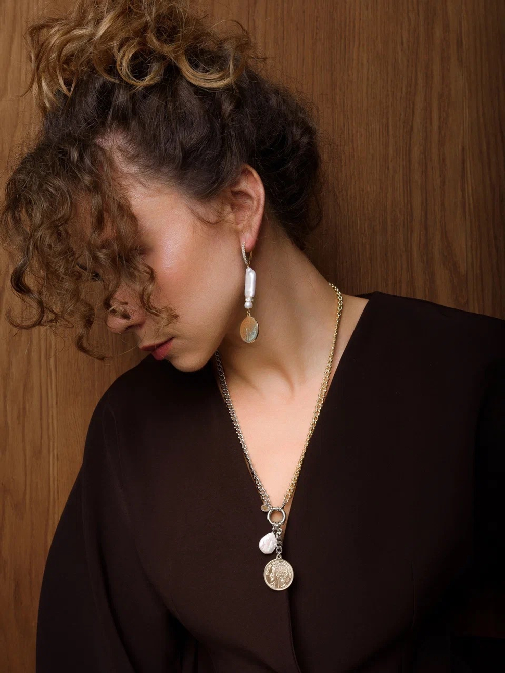 Колье "Marriot pearl coin" Bicolor