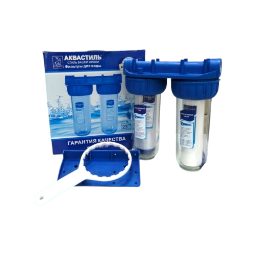 Фильтр магистральный двойной Аквастиль(3/4" 1") картриджи в комплекте