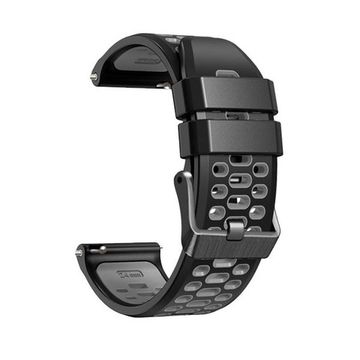 Ремешок двухцветный дышащий 24 мм для Suunto 9 Baro, Suunto 7, Suunto Spartan Sport силиконовый (Черный/серый)