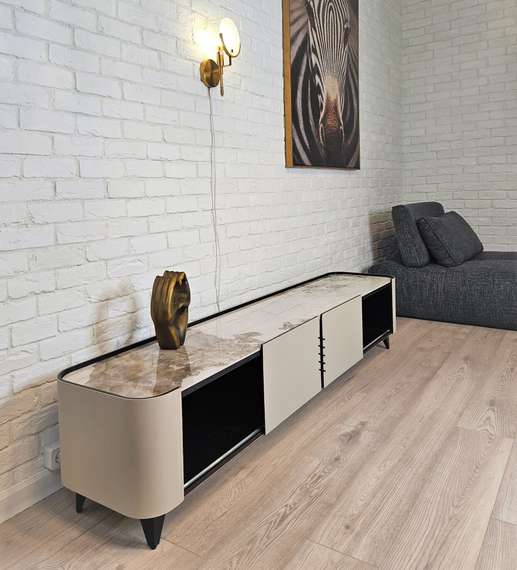 Тумба под ТВ 4190, 200х41 см, керамика Calacatta Borghini