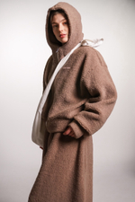 Худи на молнии укороченная из плюшевой ткани, какао