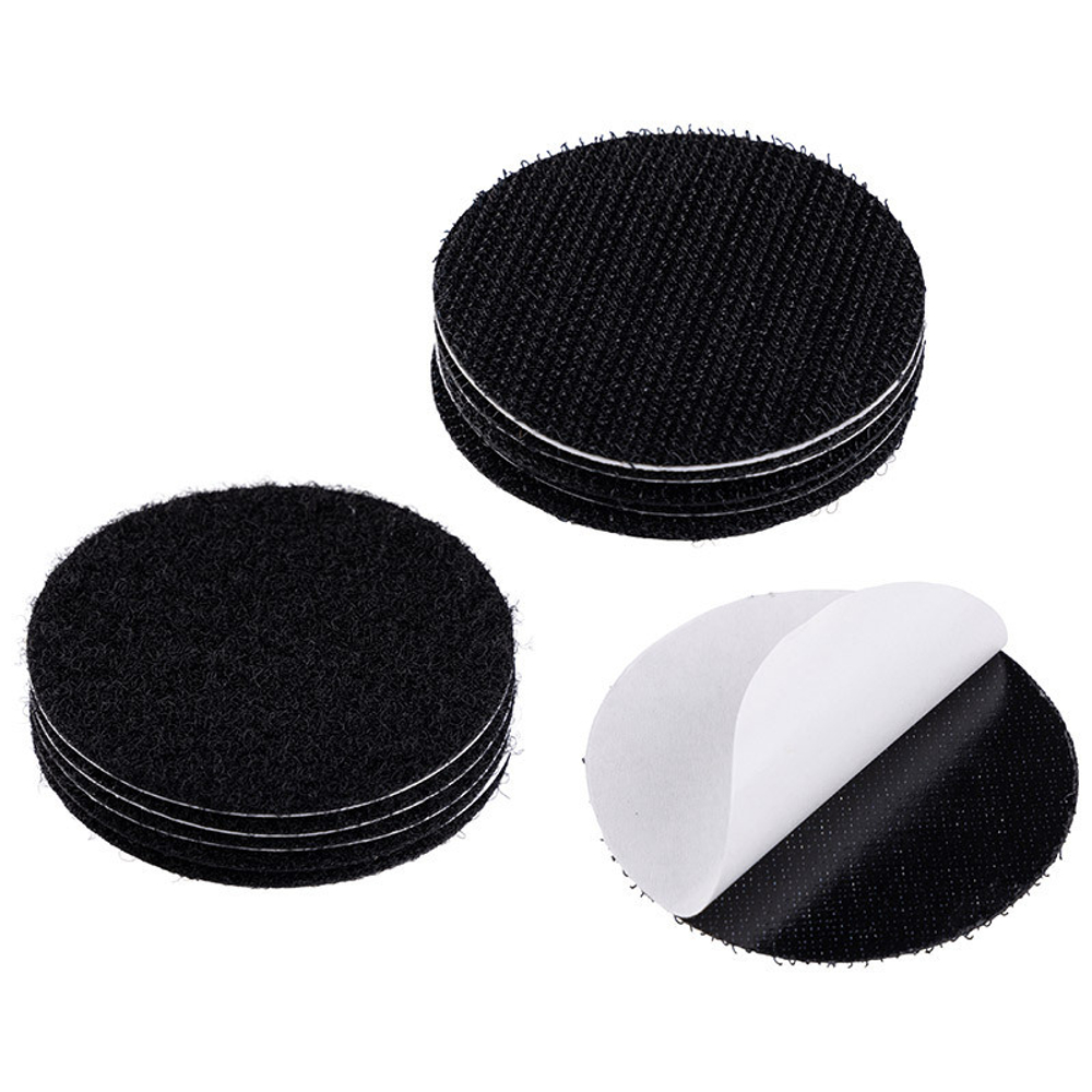 Липучки-крепления самоклеящиеся круглые 5шт d5см, цвет черный