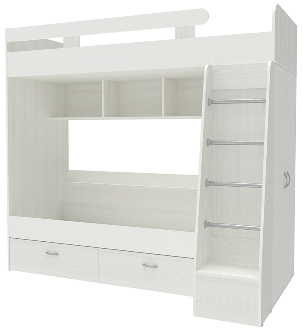 Двухъярусная кровать КарИВи Юниор 6 Белое Дерево Белый