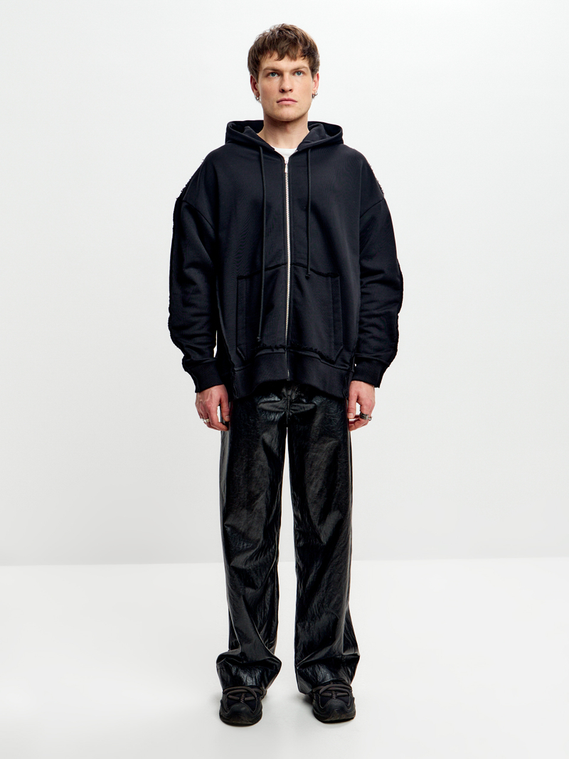 Зип-худи NEVER из черного хлопка