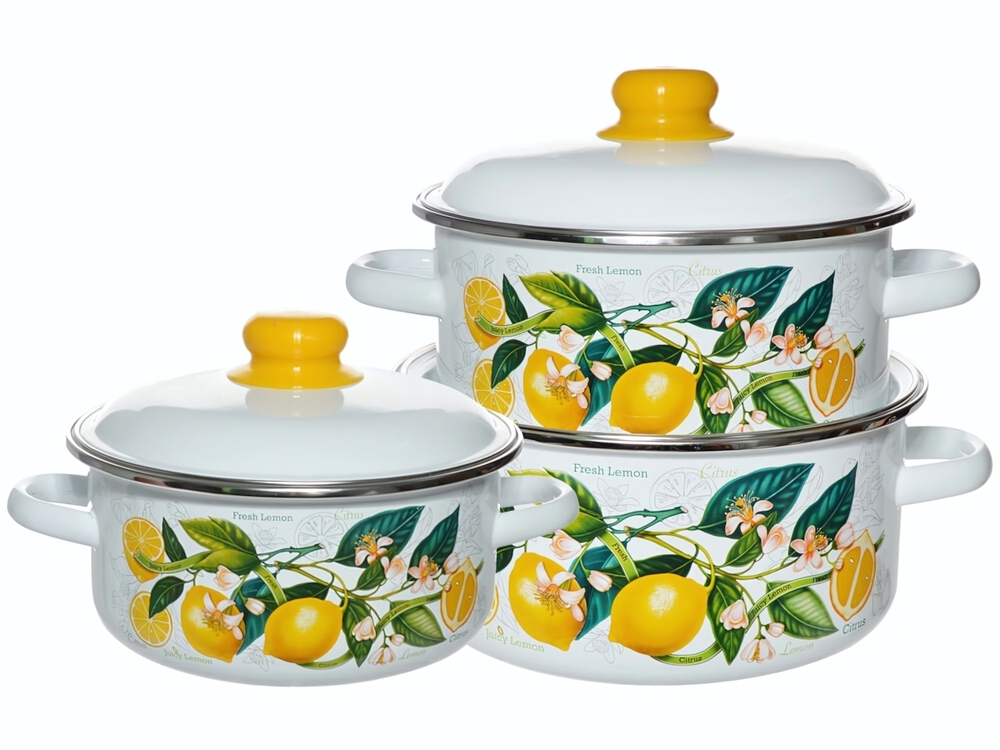 Набор кастрюль "Лимоны в цвету" №05