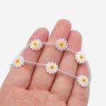 Ромашка из белого перламутра морских ракушек 10мм, сквозное отверстие