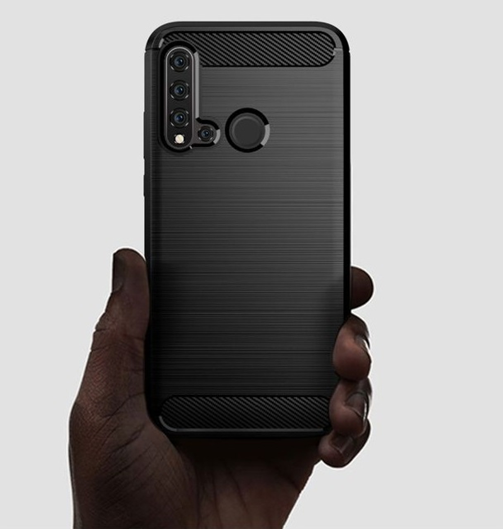 Чехол для Huawei P20 Lite 2019 (Nova 5i) цвет Black (черный), серия Carbon от Caseport