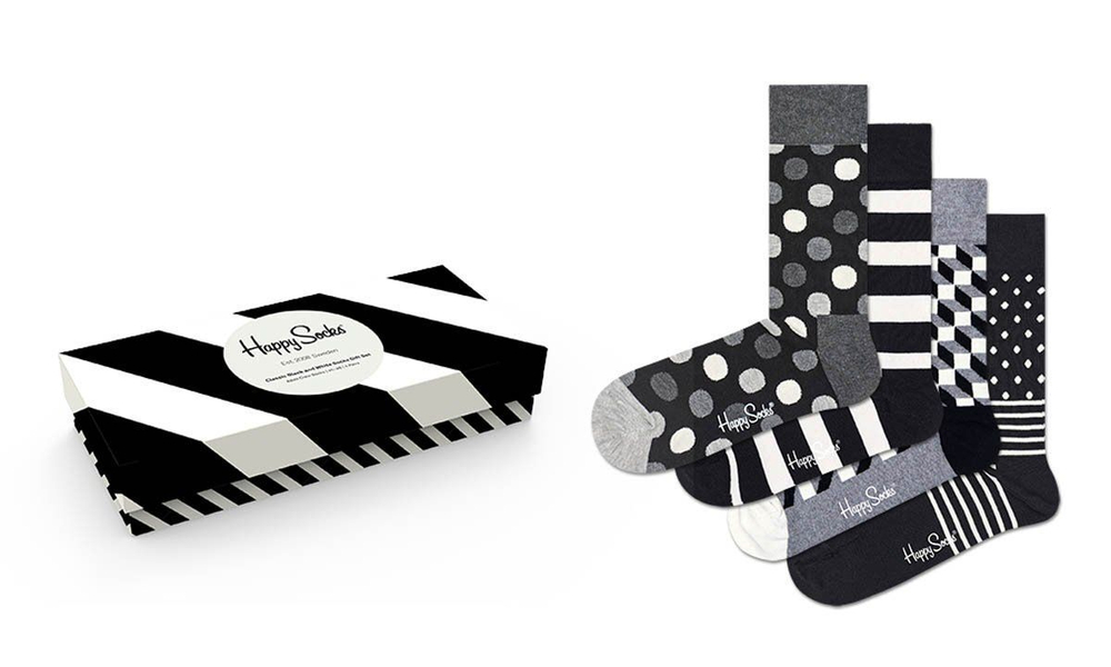 Подарочный набор носков 4-Pack Classic Black & White Socks Gift Set (Размер: 29) (Цвет: черный с белым)