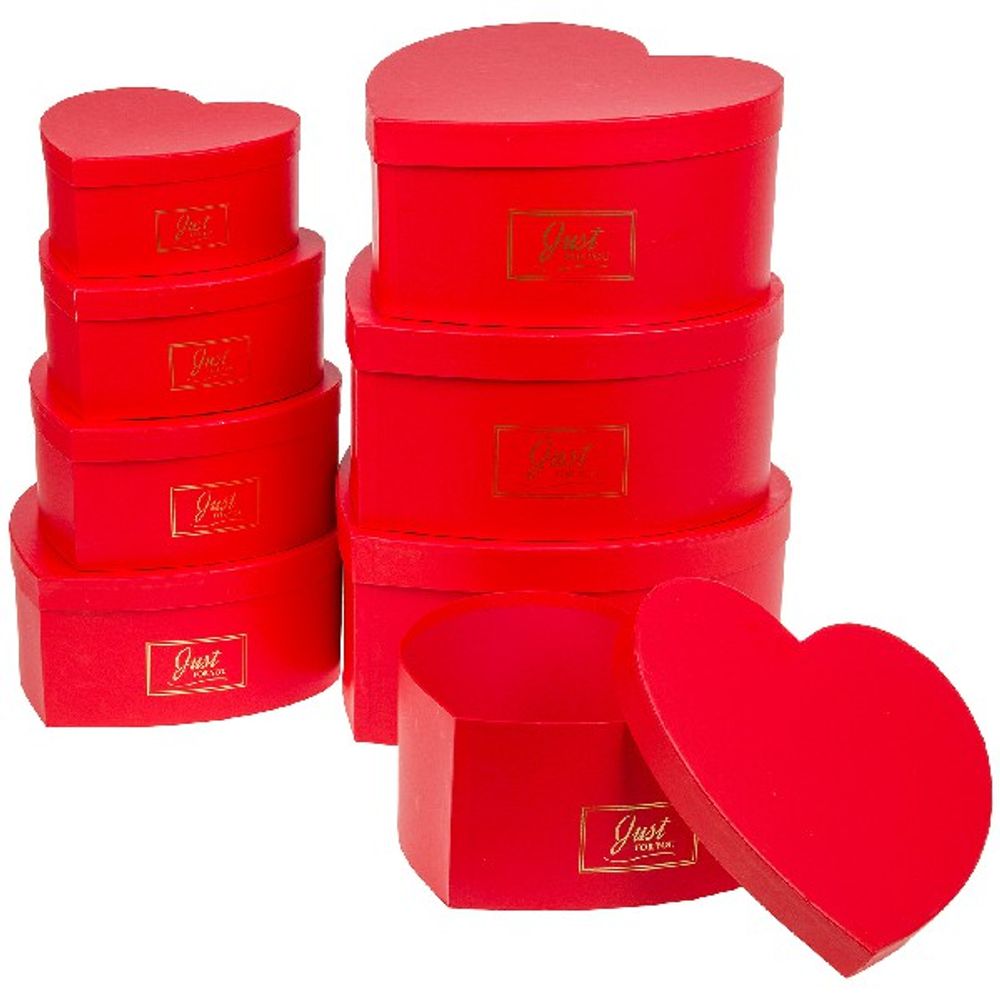 Набор/8шт "Сердце/Принт" 32x31xH15см -18x7xH8см (Красный)