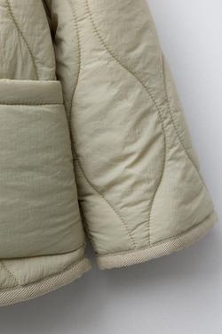 ZARA СТЕГАНАЯ КУРТКА WATER REPELLENT, СВЕТЛЫЙ ХАКИ