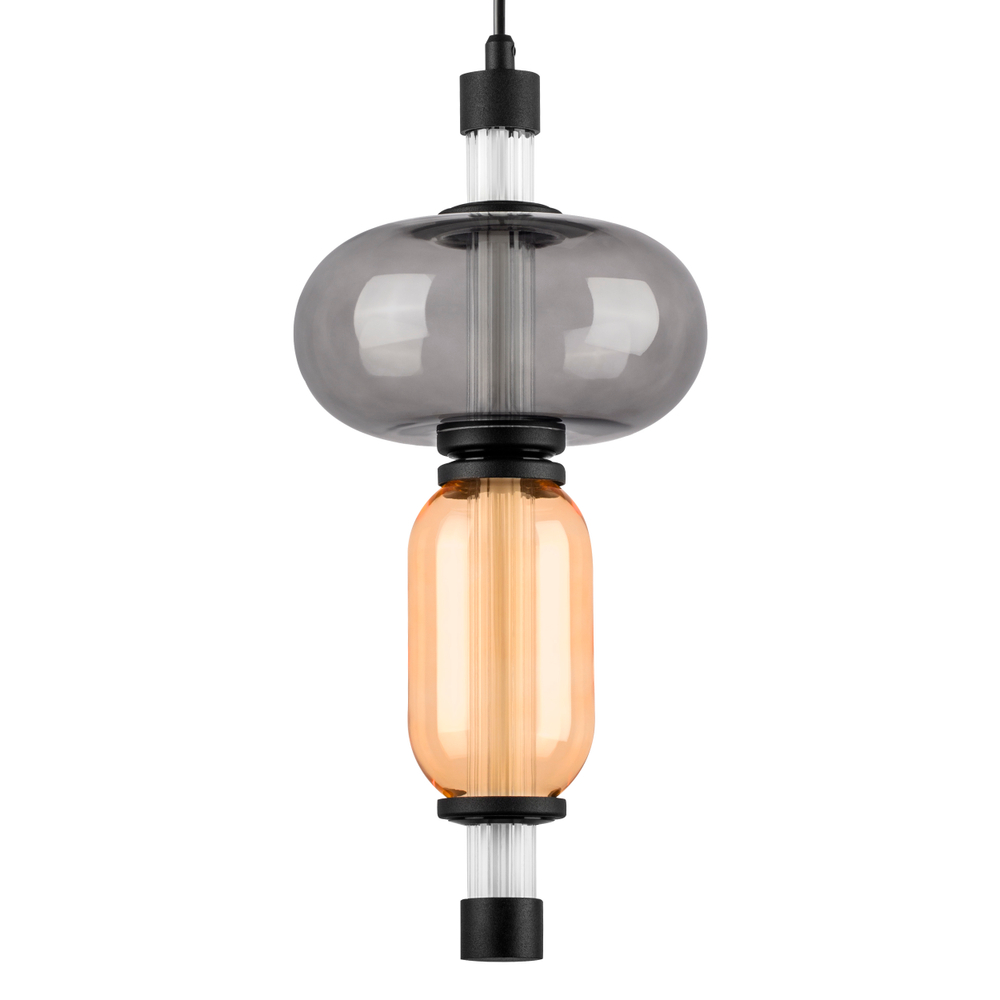 737527 Подвес EMISFERO 8W LED 250LM G ЧЕРНЫЙ/ПРОЗРАЧНЫЙ+ЯНТАРЬ 3000K