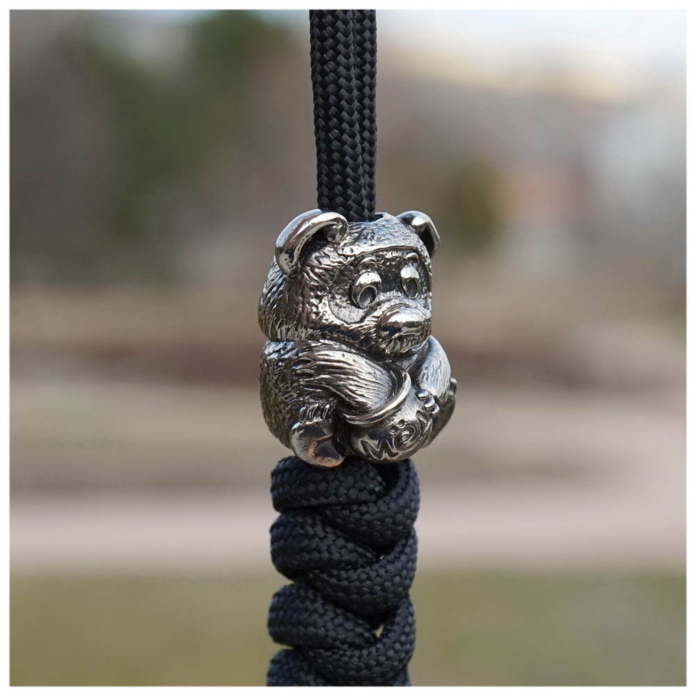 Темлячная бусина "Мишка" для ножей , мельхиор