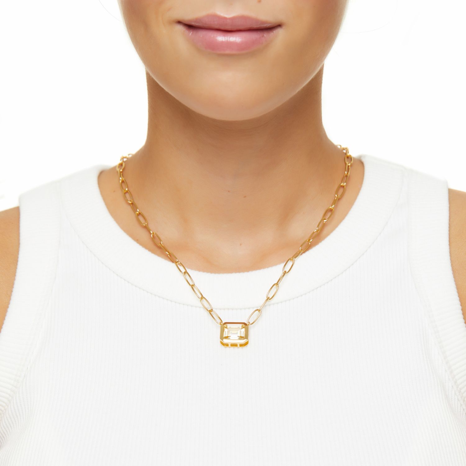 Колье Piped Edge Squere Crystal Necklace – Light Yellow