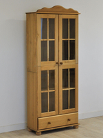 Шкаф витрина Бритта двухдверная стеклянная, бейц